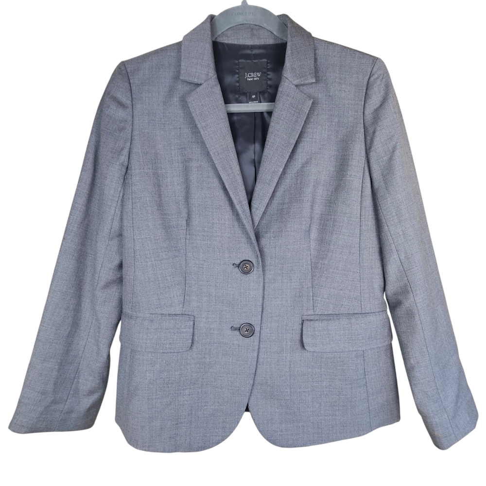 J. Crew Super 120s Four-Season Lined Light Heather Gray Wool Blazer Jacket